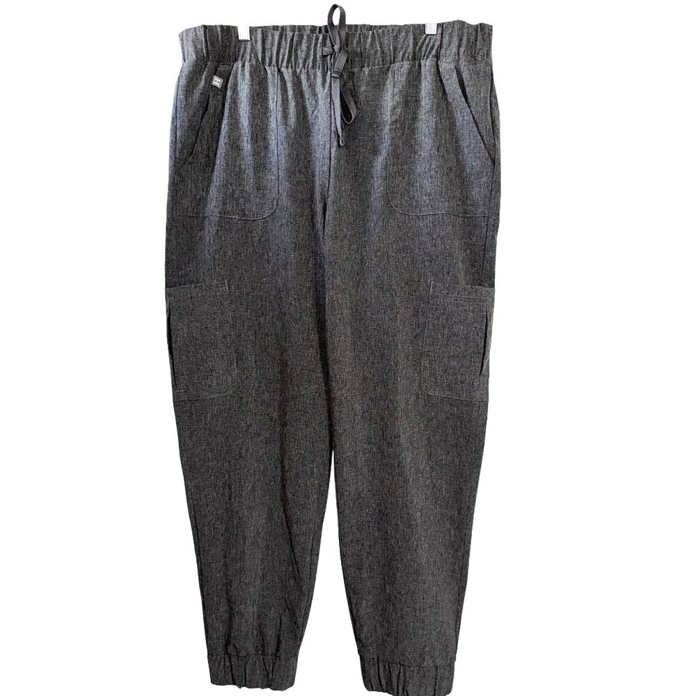 Hanes Comfort Flex Women's   Jogger Pants XL Polyester/Spandex Blend Gray Elasti